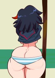 1girls ass ass_cleavage big_ass big_butt blue_and_white_striped_panties blue_striped_panties breasts butt_crack canon_panties fair_skin female female_focus female_only kill_la_kill light-skinned_female light_skin matoi_ryuuko meme monamania panties red_highlights ryukoredraw shimapan short_hair solo solo_female solo_focus striped_panties sweetdandy thick_thighs thighs two_tone_hair undressing upper_body wide_hips