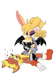 1boy 1girls anthro antoine_d'coolette bunnie_rabbot cowgirl cum demon_girl demon_wings edit female kandlin male sex sonic_(series)