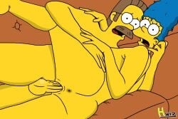 ass asshole caught couch female hwiz male marge_simpson naked ned_flanders penis sex the_simpsons vaginal_penetration