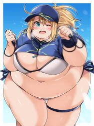 1girls 2021 artoria_pendragon bbw belly big_belly big_breasts bikini blonde_hair breasts chubby chubby_female curvaceous curvy exercise fat fate/grand_order fate_(series) female female_focus hips huge_belly huge_breasts kurocaze large_belly large_breasts long_hair mysterious_heroine_xx_(foreigner) obese one_eye_closed overweight overweight_female plump solo solo_female solo_focus swimsuit thick_thighs thighs tummy voluptuous wide_hips