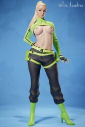 3d belly_button blonde_hair breasts exposed_breasts fingerless_gloves fortnite fortnite:_battle_royale high_heel_boots kyra kyra_(fortnite) nipples ponytail