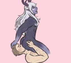 aaravos antlers beard bishonen blush dark-skinned_male dark_skin dilf elf elf_ears facesitting gay heidibiersack holding_partner horns long_hair long_hair_male nude_male pleasure_face pointy_ears rimjob rimming smile startouch_elf sweat the_dragon_prince viren_(the_dragon_prince) white_hair yaoi