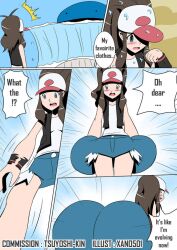 1girls age_progression ass ass_expansion clothing female growth hilda_(pokemon) huge_ass human long_hair nintendo pokemon pokemon_bw wailord wardrobe_malfunction wide_hips xano501