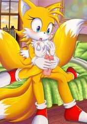 balls blue_eyes blush blushing breasts curiosity curious diphallia diphallism erection gloves headless masturbation miles_prower miley_prower multi_penis nbm penis rule_63 selfcest shoes socks sonic_(series) sonic_the_hedgehog_(series) tails tailsko white_fur yellow_fur