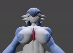 3d abs anthro blender bloodtai bloodtail buff eyeshadow female gardevoir gloves grey hips huge_hips huge_thighs large_ass large_breasts muscular nintendo nude pokémon_(species) pokemon pokemon_(species) pokemon_rse thick_thighs