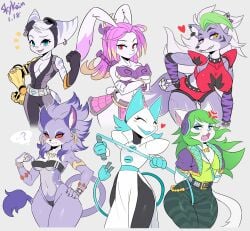 ... 6girls ? animatronic anthro belladonna_(trials_of_mana) blue_hair breasts bunny_ears bunny_girl bunny_tail canid canid_humanoid canine canis cat_ears cat_tail catgirl cleavage clothed clothing crossover cybernetic_arm cybernetic_limb cybernetics deltarune embarrassed eyewear female female_focus female_only five_nights_at_freddy's five_nights_at_freddy's:_security_breach fur furry furry_only green_hair gris_swimsuit group gunfire_reborn handwear hanging_breasts heart hi-rez_studios hi_res isabella_(seiken_densetsu_3) lombax looking_at_viewer multiple_girls open_mouth paladins pose posing prosthetic prosthetic_arm prosthetic_limb purple_hair ratchet_and_clank ratchet_and_clank:_rift_apart rivet_(ratchet_and_clank) robot robot_girl roxanne_wolf_(fnaf) salt_(paladins) seiken_densetsu seiken_densetsu_3 skykain smile stripes tail tao_(gunfire_reborn) tasque_manager_(deltarune) video_games white_hair wolf_ears wolf_girl wolf_tail