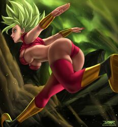 1girls abs big_ass big_breasts bikini boots dragon_ball dragon_ball_super female green_hair izhardraws kefla legendary_super_saiyan panties saiyan stockings super_saiyan super_saiyan_2 tight_clothing