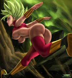 1girls abs big_ass big_breasts boots dragon_ball dragon_ball_super female green_hair izhardraws kefla legendary_super_saiyan nude panties saiyan stockings super_saiyan super_saiyan_2 tight_clothing