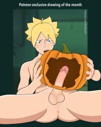 1boy andlynart boruto:_naruto_next_generations fucking_pumpkin halloween improvised_sex_toy male_only naruto pumpkin solo uzumaki_boruto