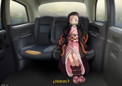 accelart demon demon_girl demon_slayer fake_taxi female female_only imminent_sex kamado_nezuko kimetsu_no_yaiba looking_at_viewer solo taxi