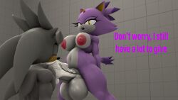 1boy 1futa 3d anthro big_balls big_breasts big_penis blaze_the_cat cum cum_in_mouth five_(artist) futa_on_male futanari looking_at_viewer male sfm_default_map silver_the_hedgehog sonic_(series) source_filmmaker