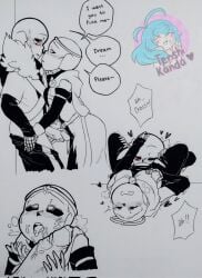 after_oral big_penis blowjob blush cross_sans cross_sans_(fan_character) cum_in_mouth dream_sans dream_sans_(fan_character) dreamtale_(undertale_fanfiction) fellatio floor grabbing_penis heart licking_pussy oral oral_sex sans sanscest skeleton undertale wall xtale