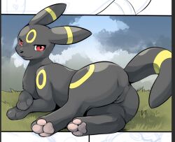 anus ass black_body eeveelution female feral fur genitals looking_at_viewer mammal naga_tsukune nintendo nude pokémon_(species) pokemon pokemon_(species) pokemon_only pussy smile solo umbreon video_games