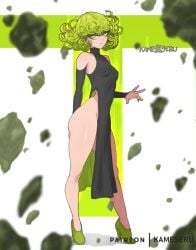 1girls ass child_bearing_hips female female_only green_hair high_heels kameseru light-skinned_female light_skin looking_at_viewer no_panties one-punch_man short_hair small_breasts tatsumaki thick_thighs wide_hips wide_thighs