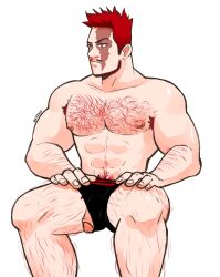 1boy balls bara dilf endeavor_(my_hero_academia) enji_todoroki gay male male_only muscles muscular my_hero_academia penis solo solo_focus solo_male xyzbud