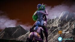 3d 3d_(artwork) 3dx ahe_gao animated ass blue_hair cunnilingus elf elves epic_games green_hair groping_from_behind large_ass large_breasts lesbian medieval night_elf outside pink_skin pointy_ears rosema_(artist) rosemaph sound standing thong threesome video warcraft world_of_warcraft yuri