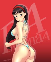 alternate_costume amagi_yukiko ass assymptoad atlus female persona persona_4 sideboob solo swimsuit tagme