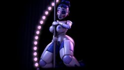 1girls 3d 3d_(artwork) 3d_model absurd_res animatronic ballora ballora_(fnafsl) blender breasts fat_ass female five_nights_at_freddy's five_nights_at_freddy's:_sister_location fnaf glowing glowing_eyes naked pole pole_between_breasts purple_nipples purple_pussy robot_girl scottgames sister_location solo stage stage_lights stripper_pole winking_at_viewer