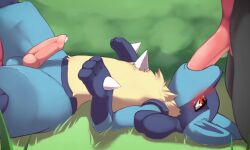 3boys anal anal_sex animal_genitalia animated audible_creampie blush cum cum_on_body cum_while_penetrated dominant_male ejaculation fur furry gay gay_sex humanoid_genitalia jasonafex looking_pleasured lucario male/male/male male_lucario multicolored_body multicolored_fur nintendo oral oral_sex outdoors panting pokemon pokemon_(species) precum pull_out redwolfxiii sound spitroast submissive_male tagme threesome video video_games yaoi