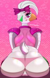 absurd_res anthro ass big_butt clothing dododragon56 female five_nights_at_freddy's five_nights_at_freddy's:_security_breach genitals glamrock_chica_(fnaf) hi_res looking_at_viewer looking_back looking_back_at_viewer panties pussy scottgames solo underwear video_games