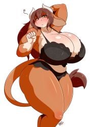 1girls 2018 abby_(jwinkz) anthro armpits big_breasts breasts brown_hair cleavage cow_ears cow_girl cow_tail curvaceous curvy female female_focus female_only furry green_eyes hourglass_figure huge_breasts large_breasts lingerie long_hair mrsakai original original_character ryousakai signature solo solo_female solo_focus underwear voluptuous watermark