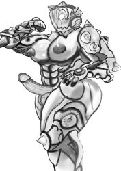 1futa abs areolae balls biceps big_breasts big_penis breast erection futa_only futanari hildryn_(warframe) humanoid humanoid_penis monochrome muscular muscular_futanari nipples nude penis solo standing thick_thighs veiny_penis warframe wide_hips