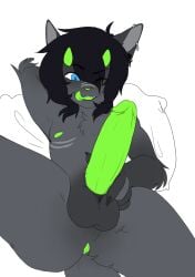 absurd_res anthro anus ass balls domestic_cat erection felid feline felis fluffy genitals girly green_penis hi_res horn hypohate licking licking_lips male mammal nipples penis piercing solo squish stamper_pandragon thigh_squish tongue tongue_out yanma_(hypohate)