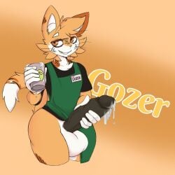 anthro barista cat_ears gozer_(aronhilistix) huge_balls male_only text thick_thighs