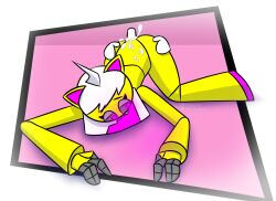 1boy 1boy1girl 1girls anal cum_in_ass cum_inside female geometry_dash robot robot_girl trianna_(yellolight) white_hair yellolight yellow_skin