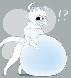 anthro big_belly big_breasts pregnant red_eyes superllama tail white_skin wings