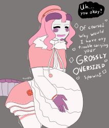 big_belly fully_clothed pregnant small_breasts superllama tail white_skin