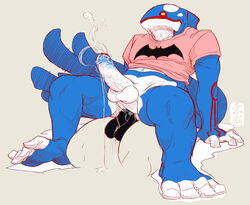 anthro barefoot blue_skin color cum fydbac insertion kyogre male male_only multiple_males penis pokemon sex tagme yaoi