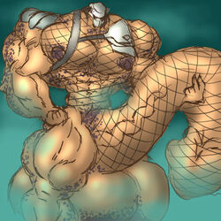 1boy alien alien_only bara hyper male male_only muk100 muscle muscles predator predator_(franchise) solo yaoi yautja