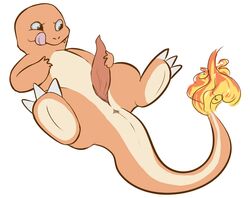 charmander color fire larvitar_(artist) lying male male_only masturbation nintendo nude on_back penis pokémon_(species) pokemon pokemon_rgby solo tagme tail tail_fire