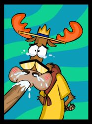 anthro blushing camp_lazlo cartoon_network commander_hoo-ha cum cum_in_mouth fully_clothed gay icykamek male_only moose scoutmaster_lumpus tagme tears tied_up yaoi