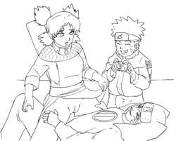 female human kankuro line_art male monochrome naruto straight temari uzumaki_naruto