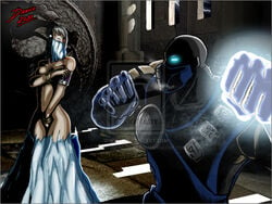 1boy 1girls 2d danilo defeated fatality ice mileena mortal_kombat partial_encasement rape scared sub-zero tagme torn_clothes unseen_male_face watermark