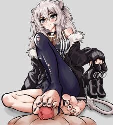 barefoot black_nails caloart30 footjob fully_clothed hololive hololive_gen_5 hololive_japan lion nail_polish precum shishiro_botan stirrup_footjob stirrup_legwear toenail_polish toenails virtual_youtuber