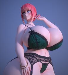 1girls 3d 3d_(artwork) 3d_model areola_slip blush clothed clothing curvaceous curvy curvy_figure female female female_focus go-toubun_no_hanayome huge_breasts lingerie long_nails looking_aside massive_breasts nail_polish nakano_nino pattern_clothing plump purple_eyes red_hair render short_hair smile smiling solo solo_female solo_focus tagme underwear underwear_only usukeninja voluptuous voluptuous_female wide_hips