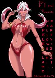 1girls big_breasts breasts cleavage cosplay creampieart1 earrings eyeliner eyeshadow female female_only halloween jewelry leotard lipstick long_hair makeup nail_polish original original_character pointy_ears tan_skin vampire vampirella wide_hips xsix