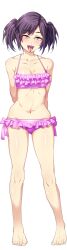 1girls ahegao arms_behind_back feet female_only full_body legs looking_at_viewer medium_breasts mizuryuu_kei original panties pink_eyes purple_hair souma_kurumi teisou_kannen_zero transparent_background