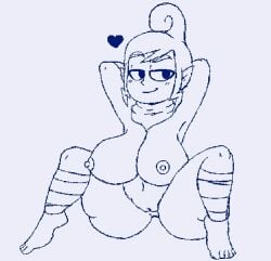 areolae big_ass big_breasts ftrashpickle hands_behind_head naked nipples pussy scarf short_hair simple_background sketch tetra the_legend_of_zelda the_legend_of_zelda:_the_wind_waker the_wind_waker vagina wind_waker