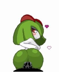 animated big_ass big_breasts blush bounce cowgirl_position female_only gif green_hair heart kirlia looking_at_viewer mikituu pixel_art pokemon pokemon_(species) pokemon_rse pokephilia red_eyes sentones straight white_background xelner