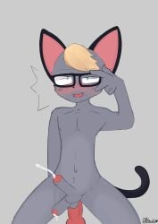 animal_crossing cum dblack eyewear feline femboy gay genital_fluids glasses heterochromia leaking_precum male male_only nintendo open_mouth raymond_(animal_crossing) semen yaoi