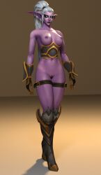 3d athletic_female elf liard maiev_shadowsong medium_breasts night_elf partially_nude partially_nude_female rogue_(warcraft) solo solo_female world_of_warcraft