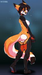 2022 5_fingers anthro areola blue_eyes breasts canid canine digital_media_(artwork) eyebrows eyelashes feet female fingers fox fur kaitycuddle looking_at_viewer mammal nipples nude orange_body orange_fur smile toes