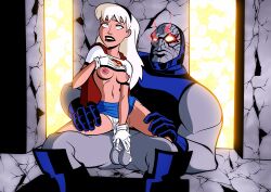 1boy 1girls big_penis blonde_hair blue_eyes blue_skirt breast_exposed breasts clothed_sex cum cum_in_pussy darkseid dc dc_comics dcau enemies enemies_to_lovers enemies_with_benefits female gloves grey_skin guided_penetration kara_zor-el linda_danvers lipstick long_hair male microskirt miniskirt mistermultiverse nipples panties_aside pencil_skirt seated_reverse_cowgirl_position sex sex_in_skirt shirt_lift skirt skirt_lift supergirl superman:_the_animated_series superman_(series) top_lift vaginal_insertion vaginal_penetration vaginal_sex