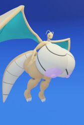 3d_(artwork) animated anthro ass big_breasts big_butt blender_(software) bouncing_breasts breasts darkdraketom digital_media_(artwork) dragon dragonite female flying huge_breasts hyper hyper_breasts jiggling looking_at_viewer nintendo pokémon_(species) pokemon pokemon_(species) simple_background sky solo thick_thighs video_games wings