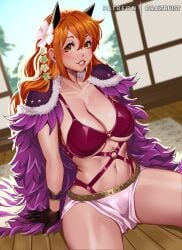 1girls beast_pirates beast_pirates_(cosplay) belt cleavage draltruist female female_only flowers_in_hair gloves huge_breasts loincloth long_hair nami one_piece orange_eyes orange_hair shoulder_pads voluptuous