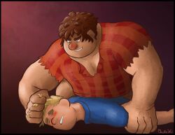 2boys anal artist_name character_name chubby chubby_male clothed color copyright_name digital_media_(artwork) disney domination fix-it_felix gay hair_pull majstervis male male_only muscular muscular_male overweight pinned_down ralph_(wreck-it_ralph) red_nose rough_sex size_difference skinny tagme url wreck-it_ralph yaoi